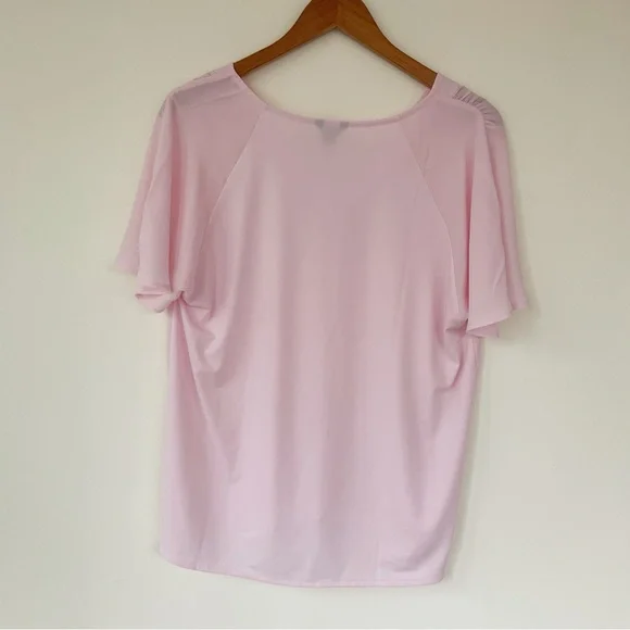 NWT Ann Taylor Short Sleeve V-Neck Shell Blouse Top Classic Light Pink S Small - Picture 3 of 5